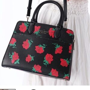 Kate Spade Saffiano Leather Satchel Bag New Medium Crossbody Strap Rose Floral